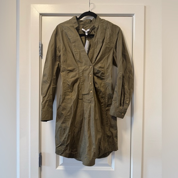 Derek Lam 10 Crosby Beverly Shirtdress Fatigue Green Sz 4 - Picture 6 of 11